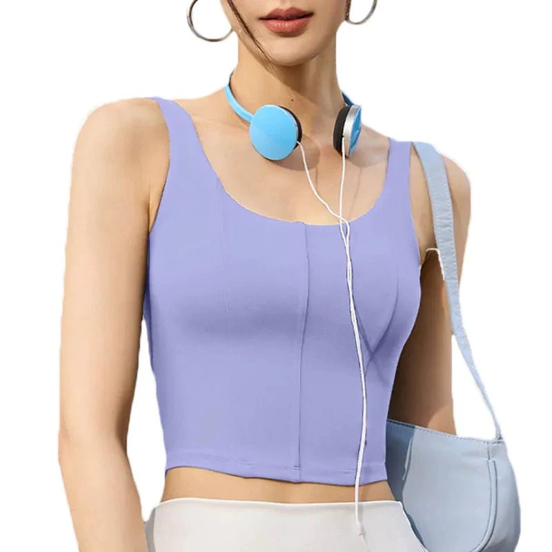 Women U - Neck Yoga Crop Top | Padded Sports Bra | Daily & Gym Wear - Women's Activewear by Ceecile